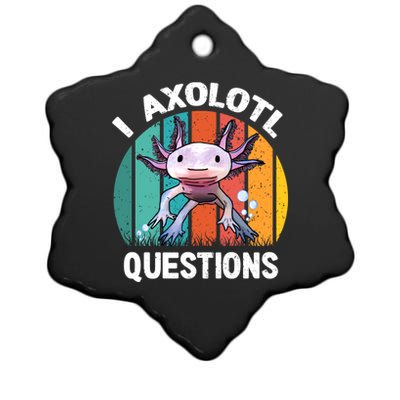 I Axolotl Questions Shirt Youth Kids Retro 90s Funny Axolotl Ceramic Star Ornament