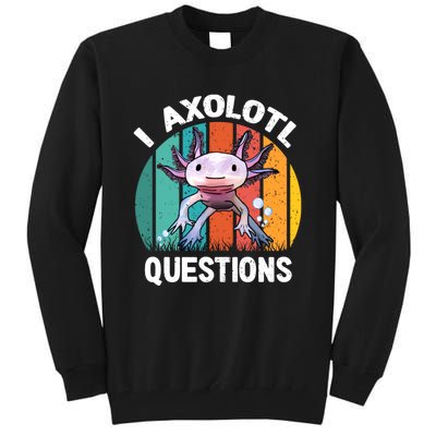 I Axolotl Questions Shirt Youth Kids Retro 90s Funny Axolotl Tall Sweatshirt