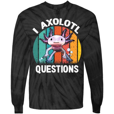 I Axolotl Questions Shirt Youth Kids Retro 90s Funny Axolotl Tie-Dye Long Sleeve Shirt