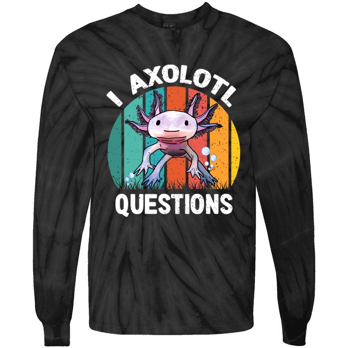 I Axolotl Questions Shirt Youth Kids Retro 90s Funny Axolotl Tie-Dye Long Sleeve Shirt