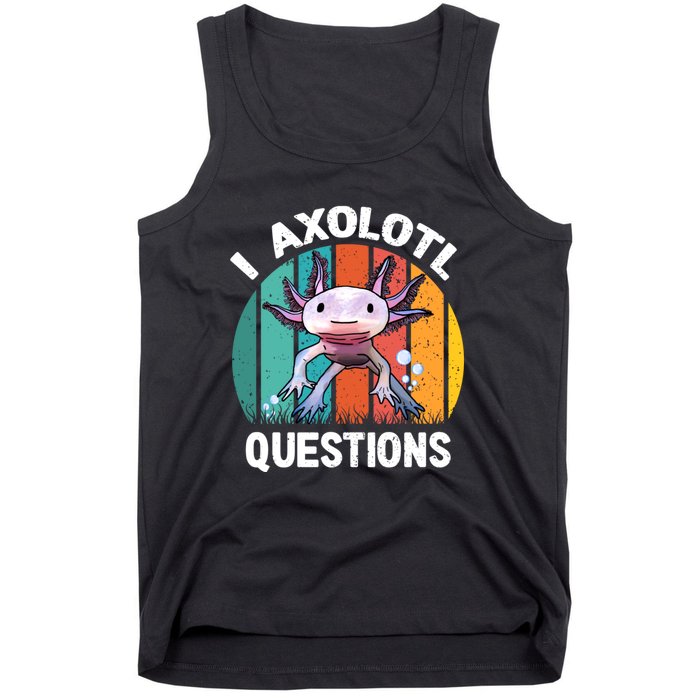 I Axolotl Questions Shirt Youth Kids Retro 90s Funny Axolotl Tank Top