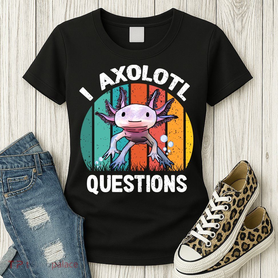 I Axolotl Questions Shirt Youth Kids Retro 90s Funny Axolotl Womens T-Shirt