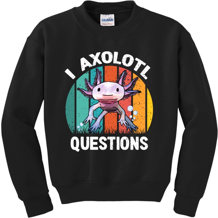 I Axolotl Questions Shirt Youth Kids Retro 90s Funny Axolotl Kids Sweatshirt