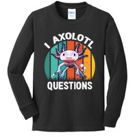 I Axolotl Questions Shirt Youth Kids Retro 90s Funny Axolotl Kids Long Sleeve Shirt