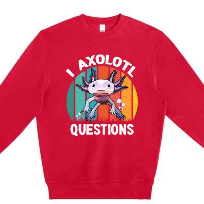 I Axolotl Questions Shirt Youth Kids Retro 90s Funny Axolotl Premium Crewneck Sweatshirt