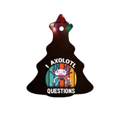 I Axolotl Questions Shirt Youth Kids Retro 90s Funny Axolotl Ceramic Tree Ornament