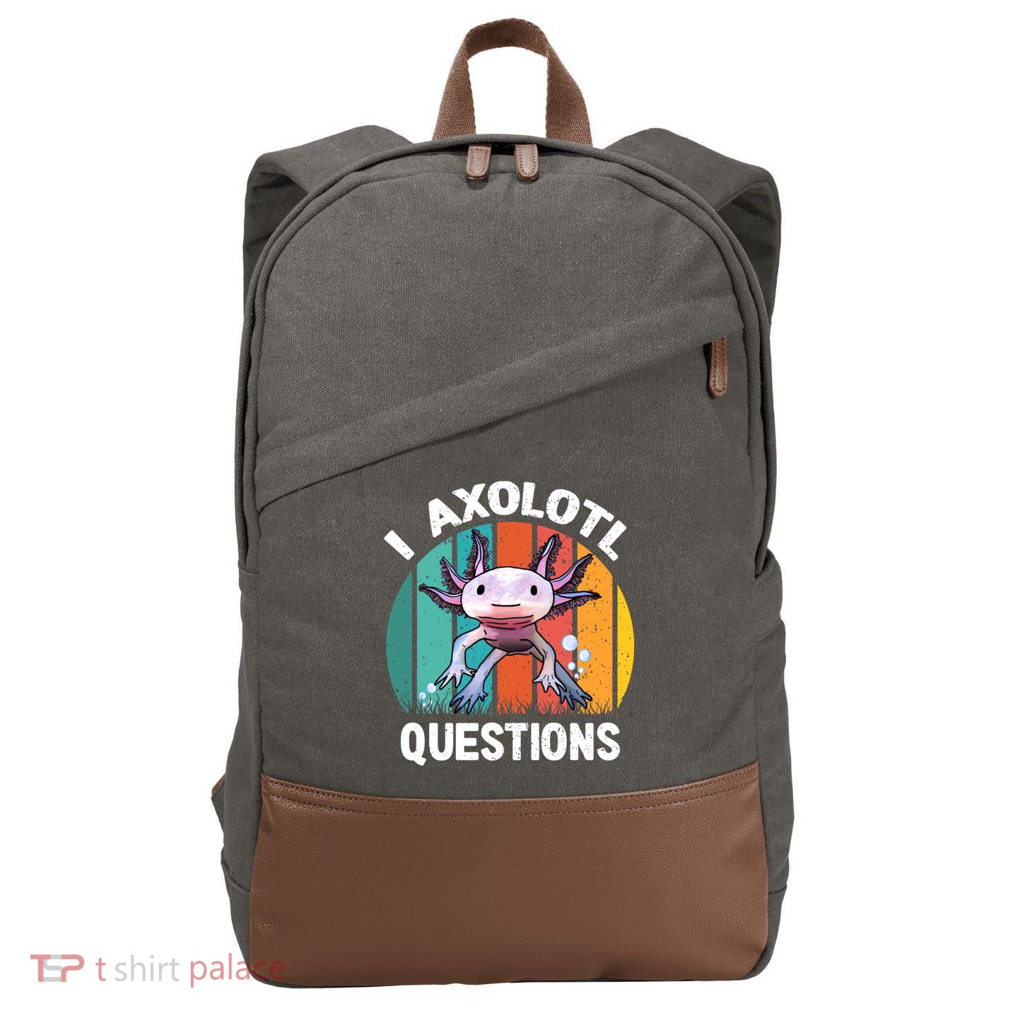 I Axolotl Questions Shirt Youth Kids Retro 90s Funny Axolotl Cotton Canvas Backpack