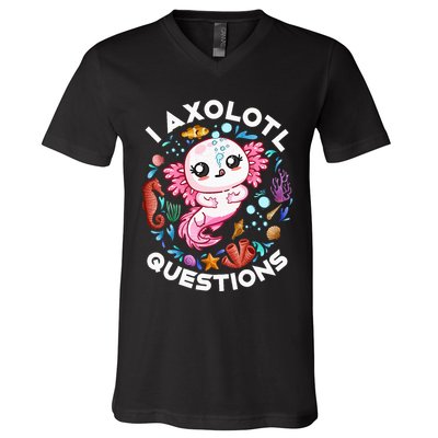 I Axolotl Questions Funny Axolotl lover V-Neck T-Shirt