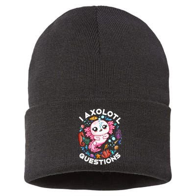 I Axolotl Questions Funny Axolotl lover Sustainable Knit Beanie
