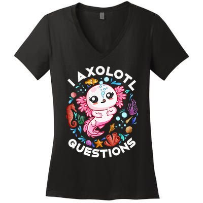 I Axolotl Questions Funny Axolotl lover Women's V-Neck T-Shirt