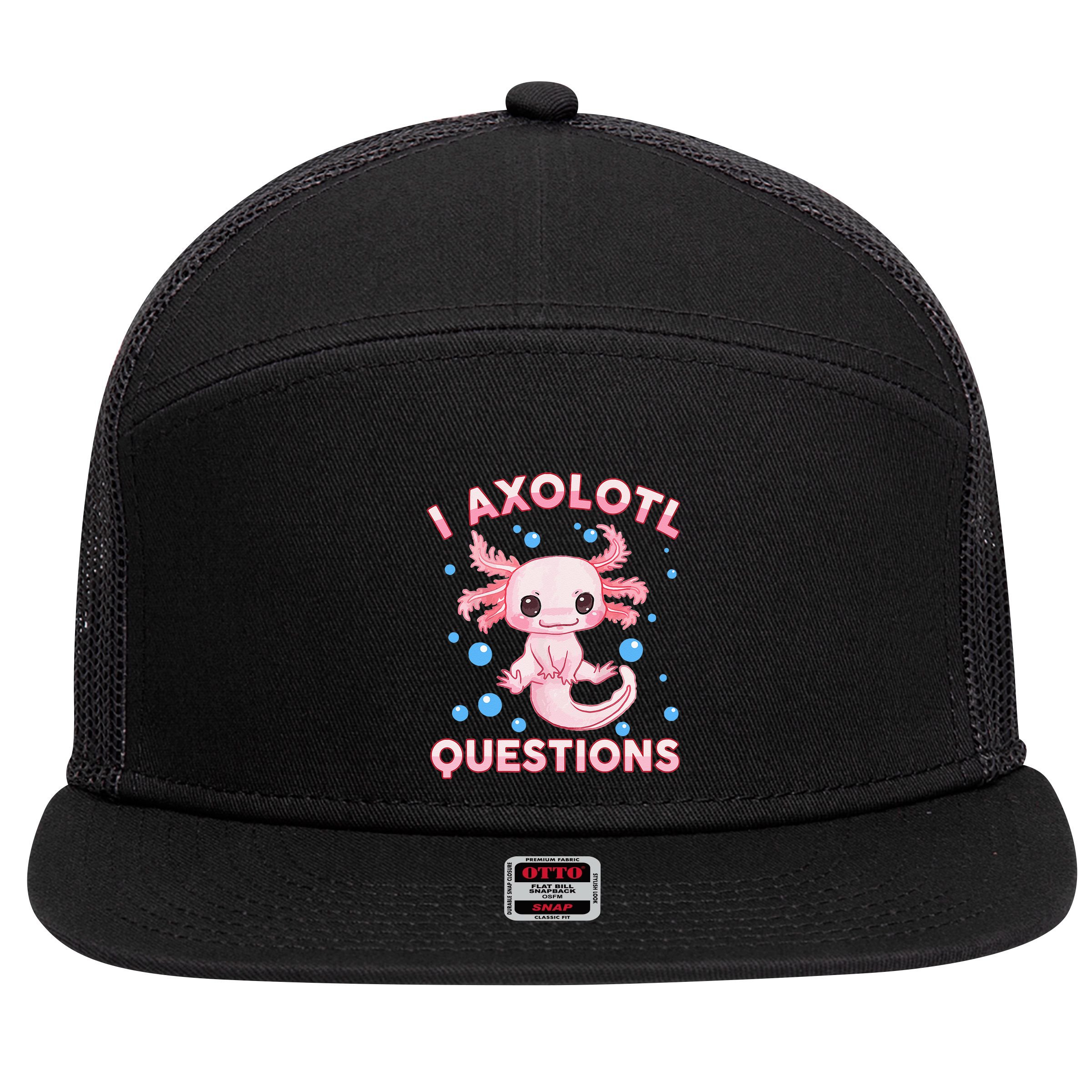 I Axolotl Questions Axolotl 7 Panel Mesh Trucker Snapback Hat