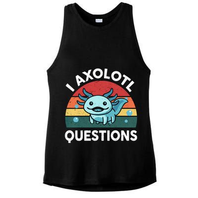 I Axolotl Questions Design Funny Cute Axolotl Ladies PosiCharge Tri-Blend Wicking Tank