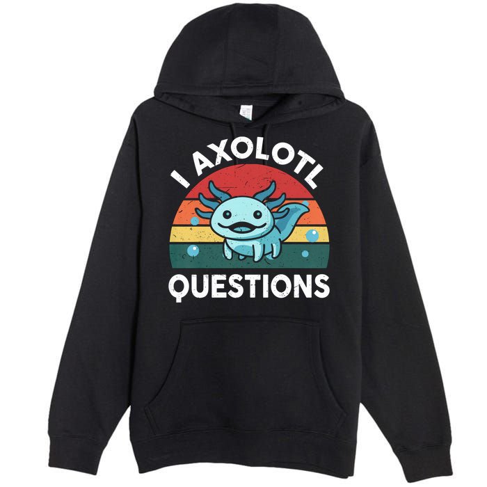 I Axolotl Questions Design Funny Cute Axolotl Premium Pullover Hoodie