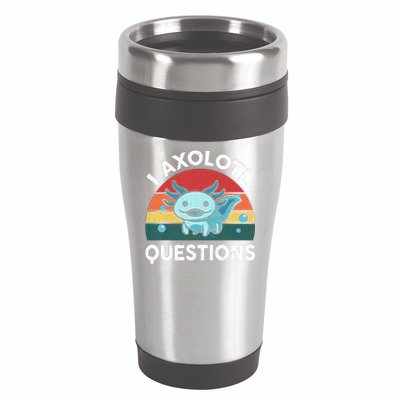 I Axolotl Questions Design Funny Cute Axolotl 16oz Travel Tumbler