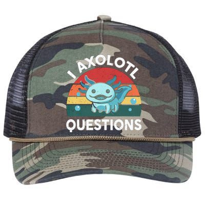 I Axolotl Questions Design Funny Cute Axolotl Retro Rope Trucker Hat Cap