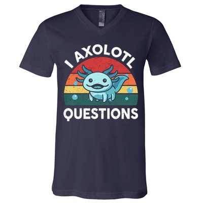 I Axolotl Questions Design Funny Cute Axolotl V-Neck T-Shirt