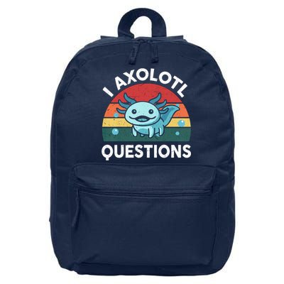 I Axolotl Questions Design Funny Cute Axolotl 16 in Basic Backpack