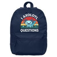 I Axolotl Questions Design Funny Cute Axolotl 16 in Basic Backpack