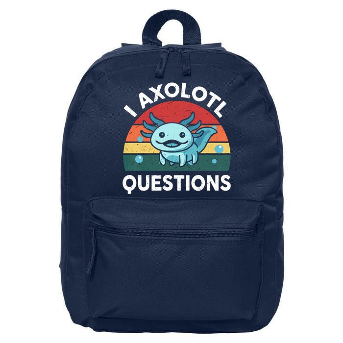 I Axolotl Questions Design Funny Cute Axolotl 16 in Basic Backpack