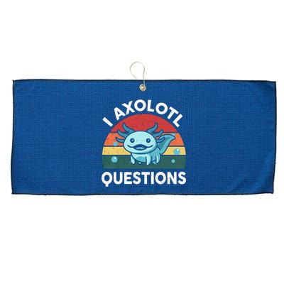 I Axolotl Questions Design Funny Cute Axolotl Large Microfiber Waffle Golf Towel