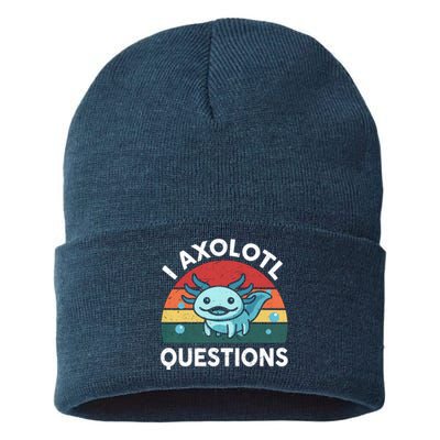 I Axolotl Questions Design Funny Cute Axolotl Sustainable Knit Beanie