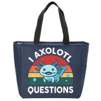 I Axolotl Questions Design Funny Cute Axolotl Zip Tote Bag
