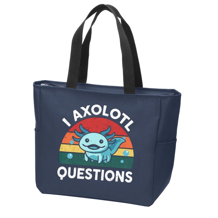 I Axolotl Questions Design Funny Cute Axolotl Zip Tote Bag