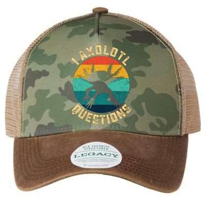 I Axolotl Questions Funny Axolotl Vintage Retro Legacy Tie Dye Trucker Hat
