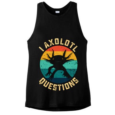 I Axolotl Questions Funny Axolotl Vintage Retro Ladies PosiCharge Tri-Blend Wicking Tank