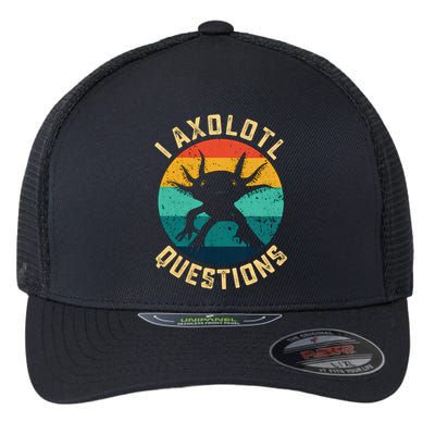 I Axolotl Questions Funny Axolotl Vintage Retro Flexfit Unipanel Trucker Cap