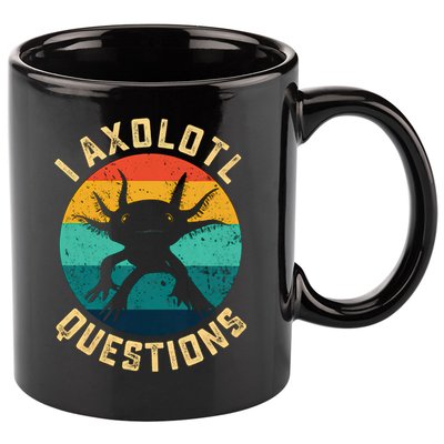 I Axolotl Questions Funny Axolotl Vintage Retro 11oz C Handle Ceramic Mug