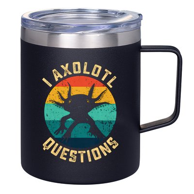 I Axolotl Questions Funny Axolotl Vintage Retro 12oz Stainless Steel Coffee Mug