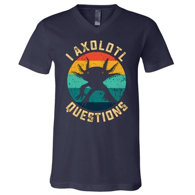 I Axolotl Questions Funny Axolotl Vintage Retro V-Neck T-Shirt