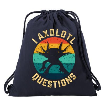 I Axolotl Questions Funny Axolotl Vintage Retro Drawstring Bag