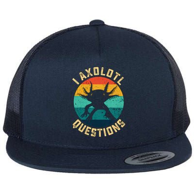 I Axolotl Questions Funny Axolotl Vintage Retro Flatbill Hat