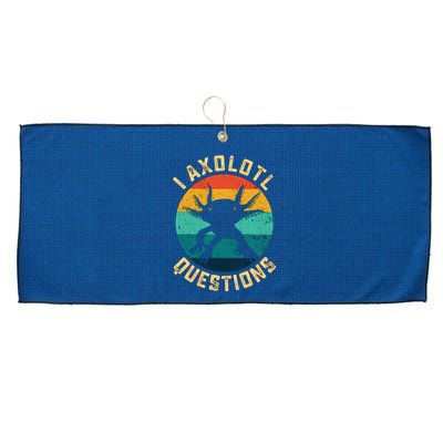 I Axolotl Questions Funny Axolotl Vintage Retro Large Microfiber Waffle Golf Towel