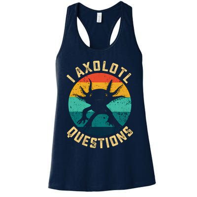 I Axolotl Questions Funny Axolotl Vintage Retro Womens Tank Top