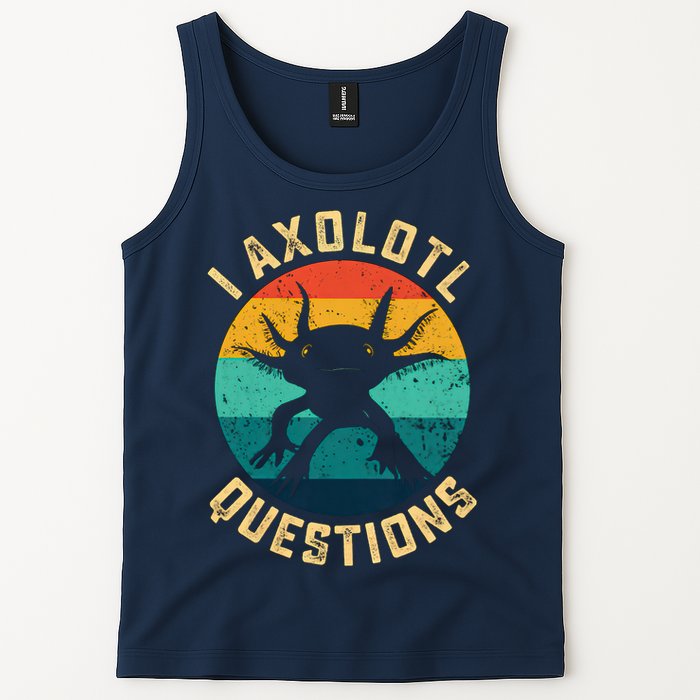 I Axolotl Questions Funny Axolotl Vintage Retro Tank Top