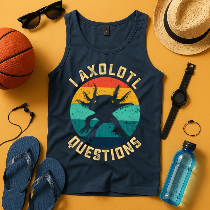 I Axolotl Questions Funny Axolotl Vintage Retro Tank Top