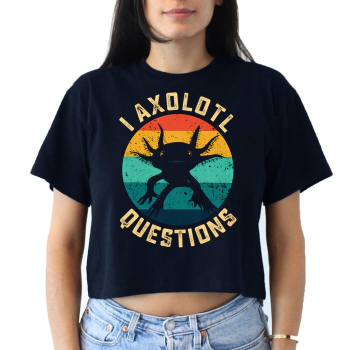 I Axolotl Questions Funny Axolotl Vintage Retro Crop Top