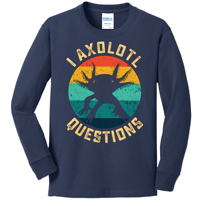 I Axolotl Questions Funny Axolotl Vintage Retro Kids Long Sleeve Shirt