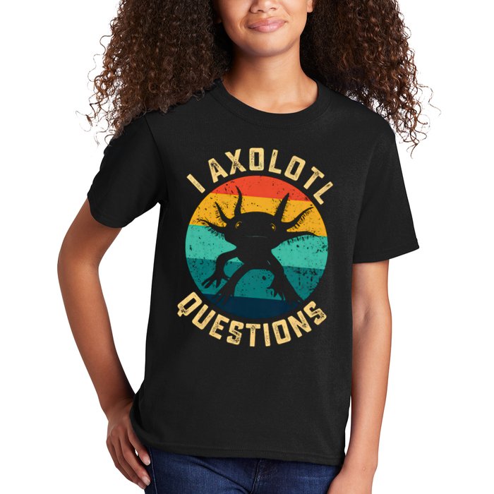 I Axolotl Questions Funny Axolotl Vintage Retro Kids T-Shirt