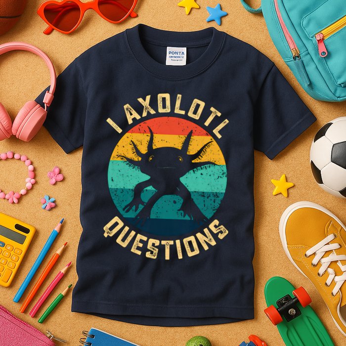 I Axolotl Questions Funny Axolotl Vintage Retro Kids T-Shirt