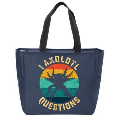 I Axolotl Questions Funny Axolotl Vintage Retro Zip Tote Bag