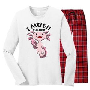 I Axolotl Questions Funny Puns Children Gift  Women's Long Sleeve Flannel Pajama Set 