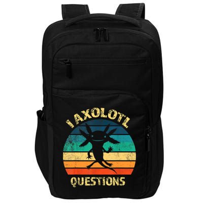 I Axolotl Questions Funny Axolotl Vintage Retro Design Impact Tech Backpack