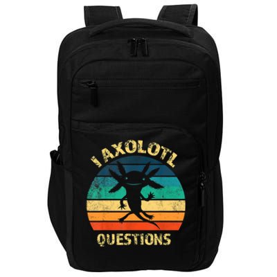 I Axolotl Questions Funny Axolotl Vintage Retro Design Impact Tech Backpack