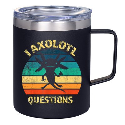 I Axolotl Questions Funny Axolotl Vintage Retro Design 12oz Stainless Steel Coffee Mug