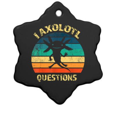 I Axolotl Questions Funny Axolotl Vintage Retro Design Ceramic Star Ornament