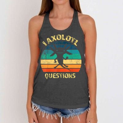 I Axolotl Questions Funny Axolotl Vintage Retro Design Women's Knotted Racerback Tank